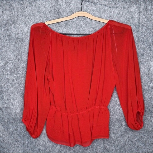 NWT Donna Karan‎ Women's Poet Blouse in Red- Sz XXS - Picture 2 of 9